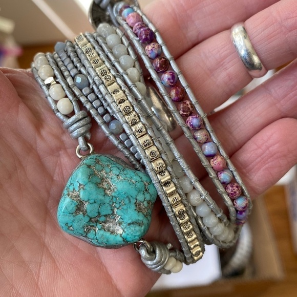 Turquoise stone 5 wrap bracelet - Picture 4 of 4